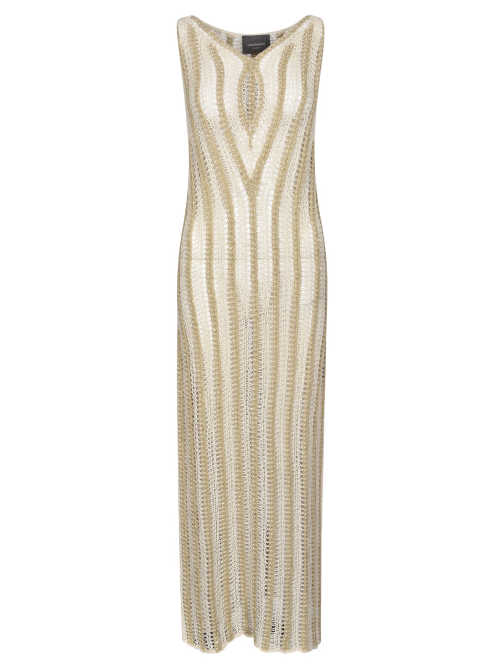 Shop Lorena Antoniazzi Sleeveless Crochet Dress In Beige