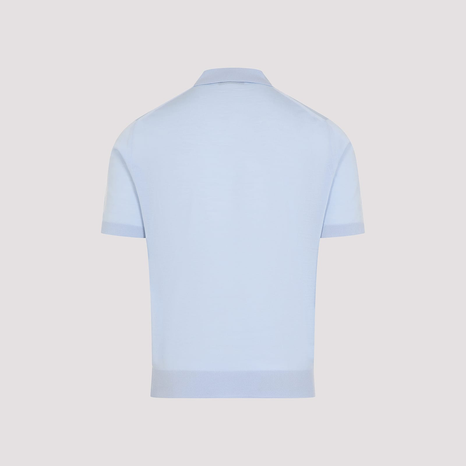 Prada Short-sleeved Wool Polo T-shirt In Cielo