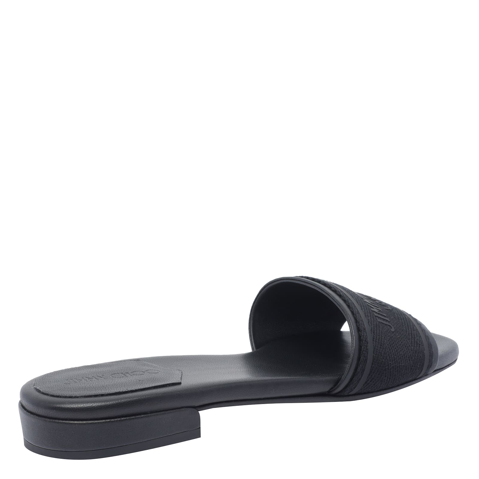 Jimmy Choo Round Toe Leather Sandals In Black