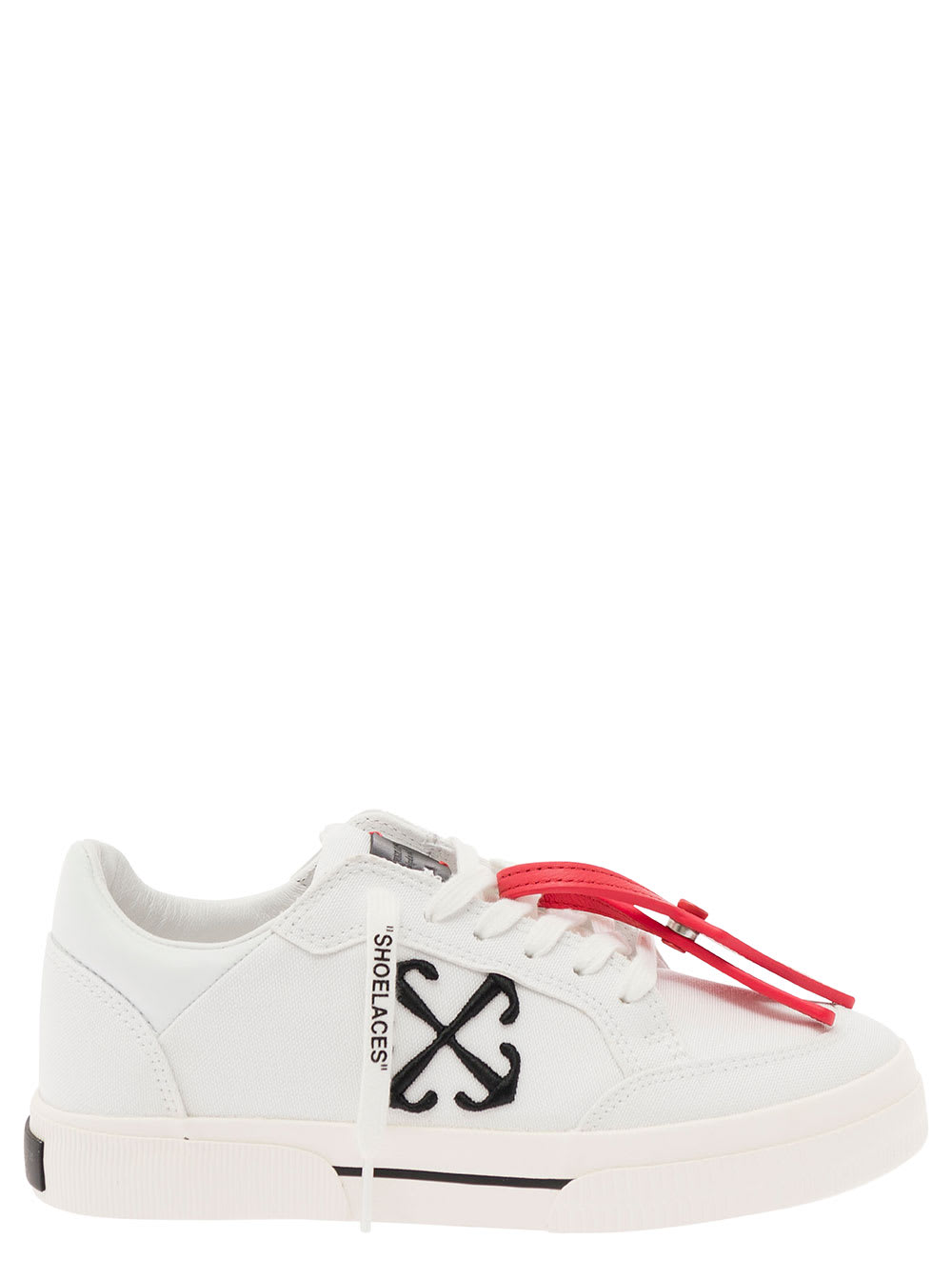 Off-white White Low Top Sneakers With Arrow And Tag Detail In Cotton And Leather Man