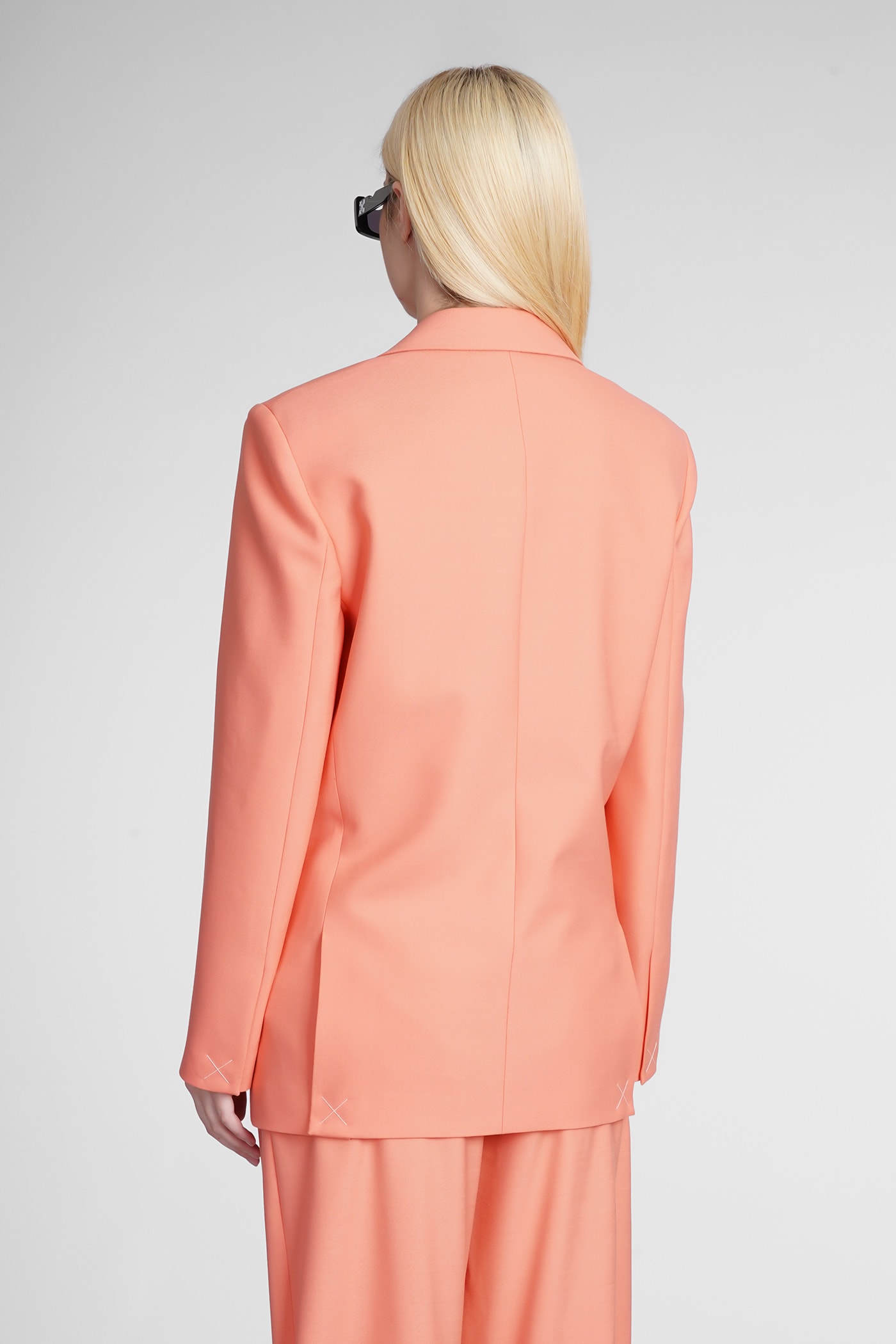 Off-white Blazer In Orange Wool In Coral