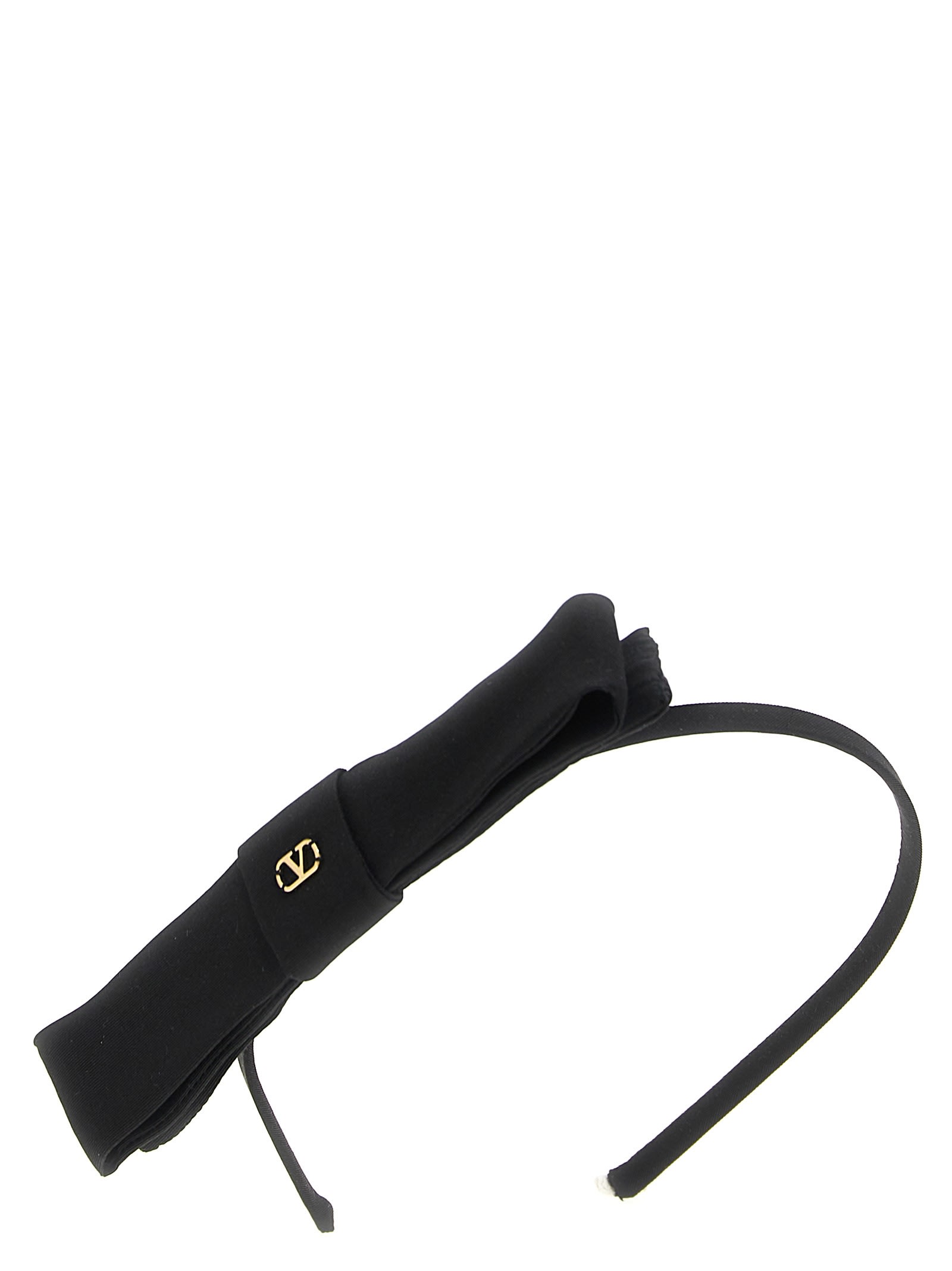 Valentino Vlogo Signature Bow Detailed Headband In Black