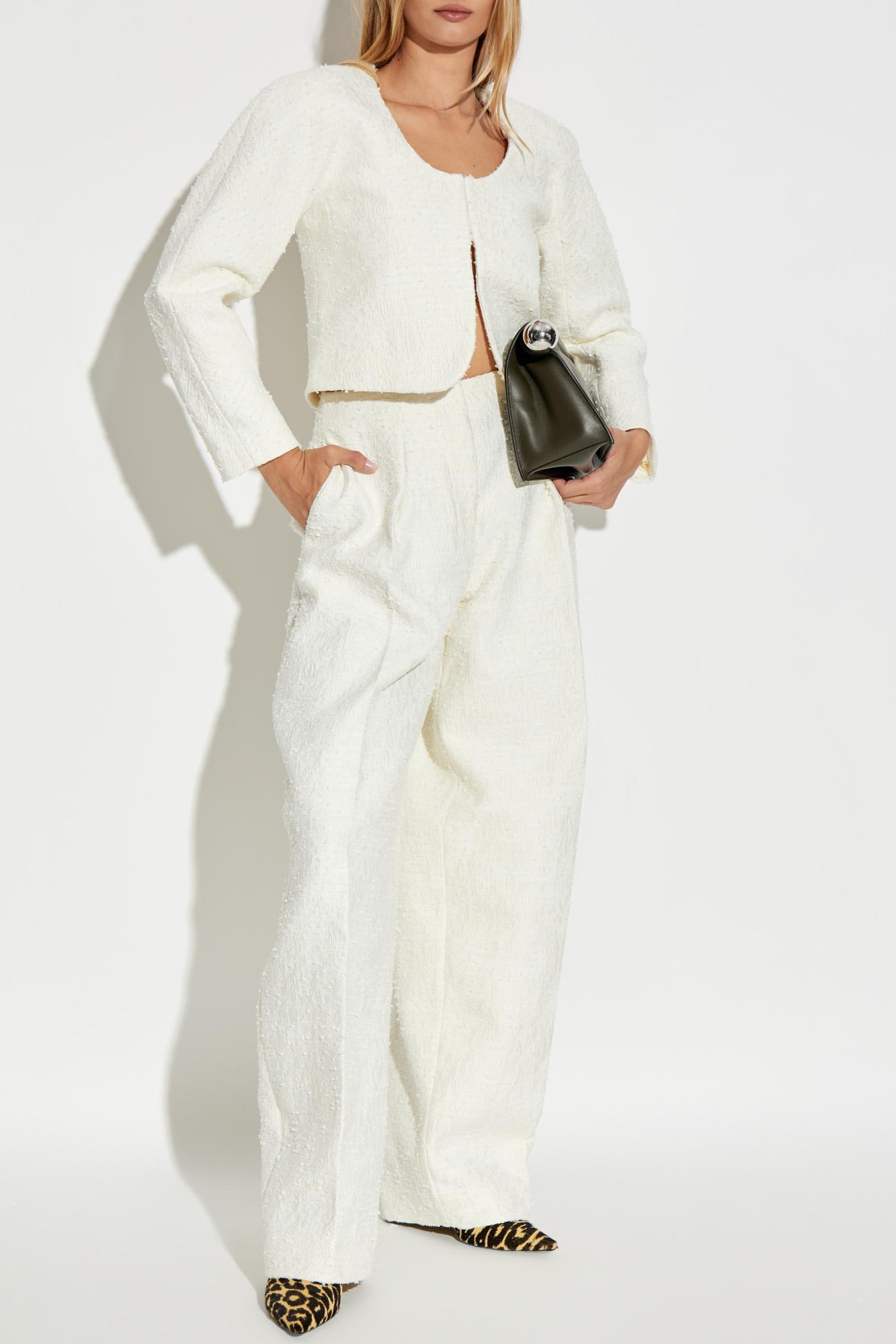 Jacquemus Le Curvo Tweed Trousers In White