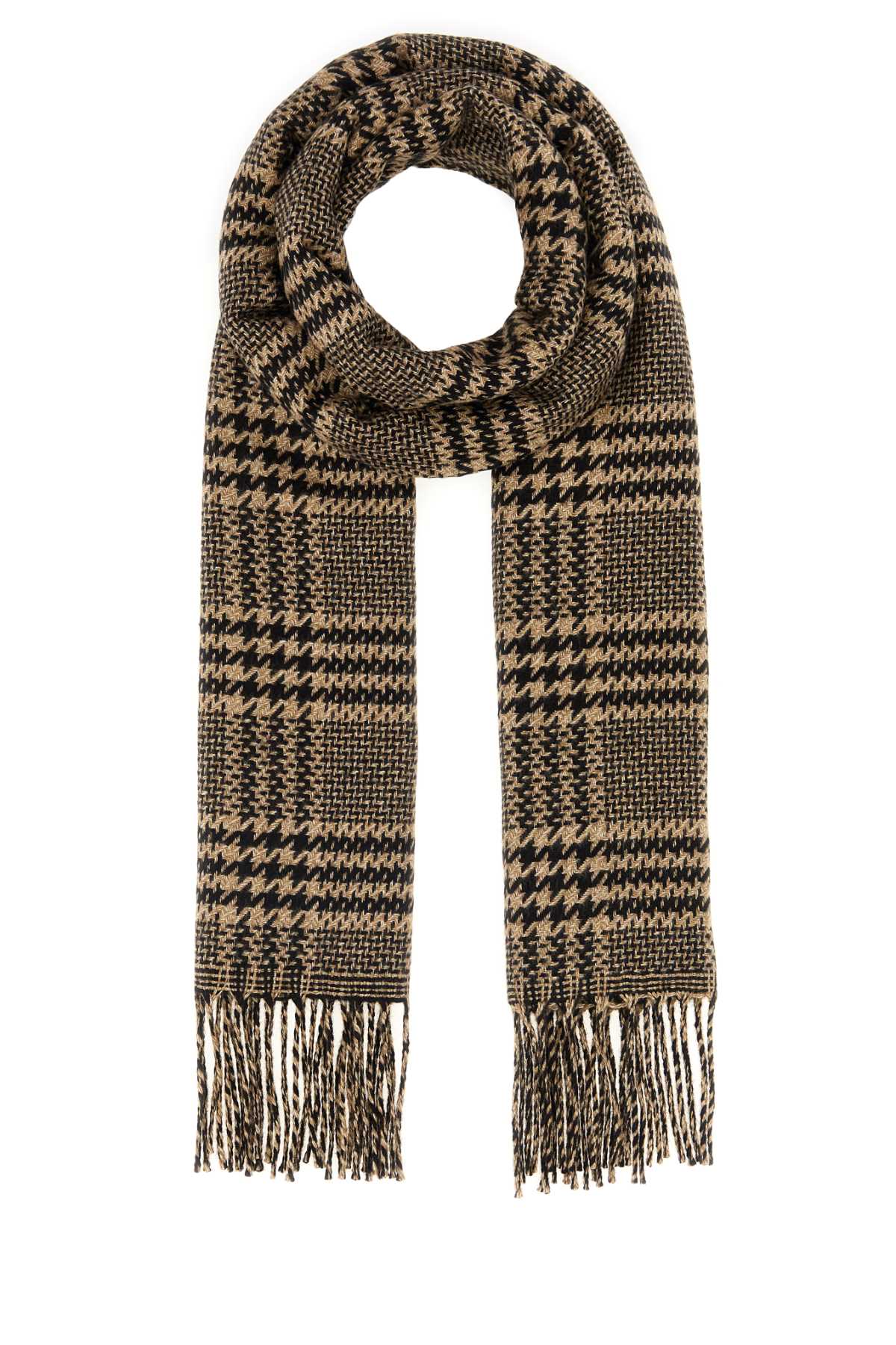 Saint Laurent Embroidered Silk Blend Scarf In Brown