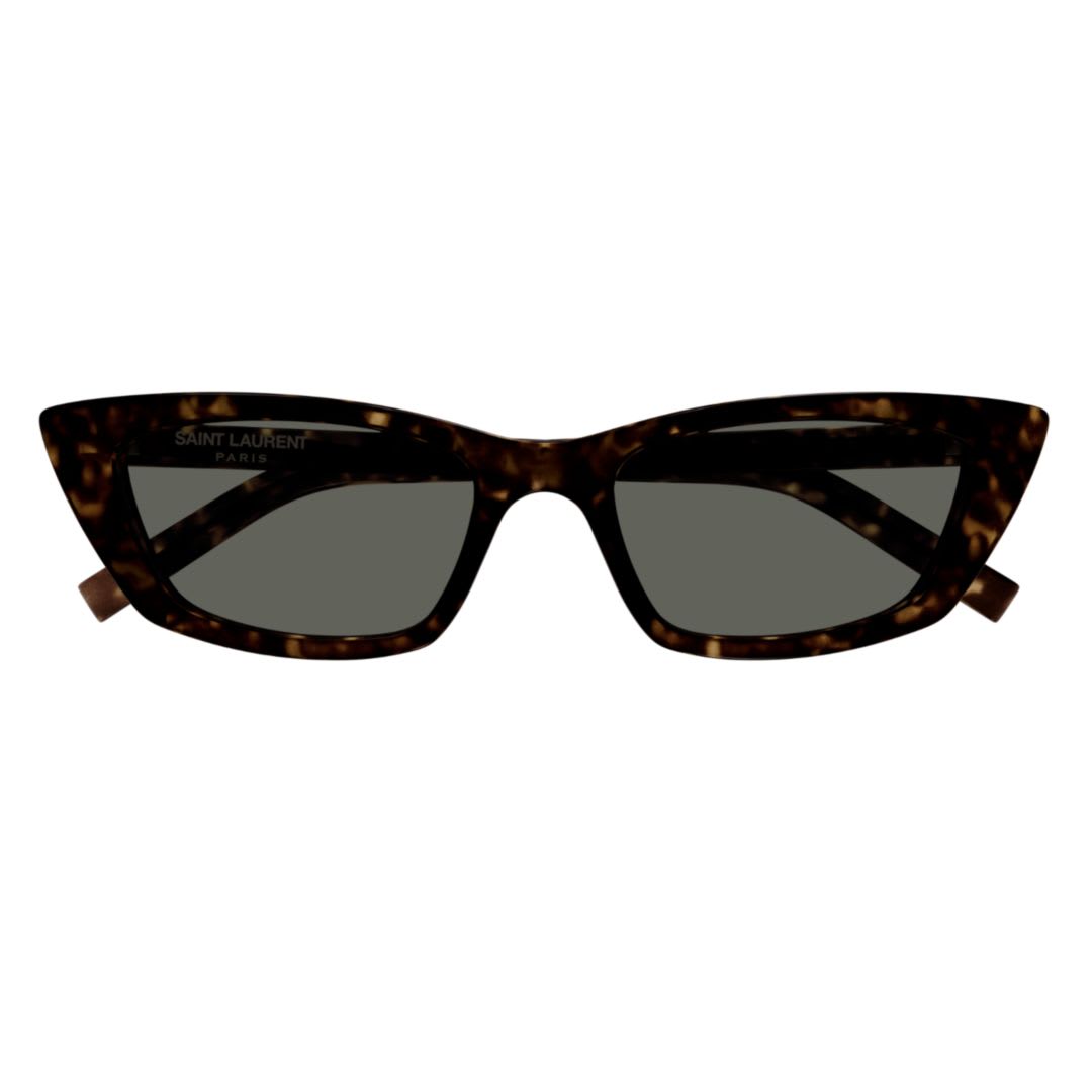 Saint Laurent Sleek Acetate Cat-eye Sunglasses In 010 Havana Havana Grey
