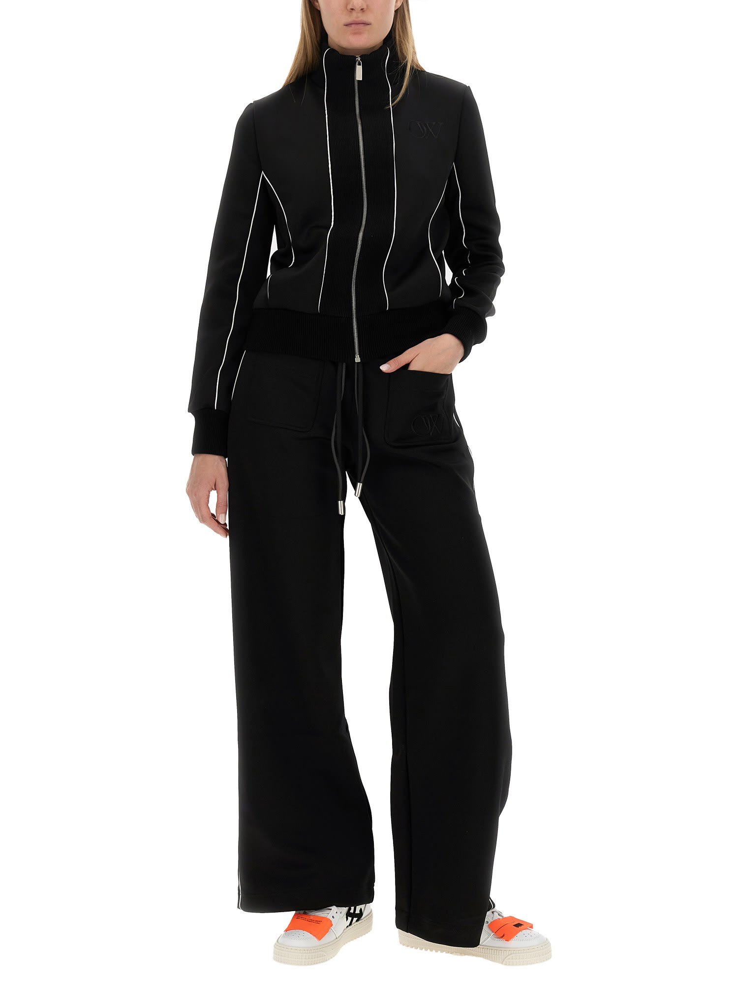 Off-white Jacket High Collar Contrast Piping In Black Black