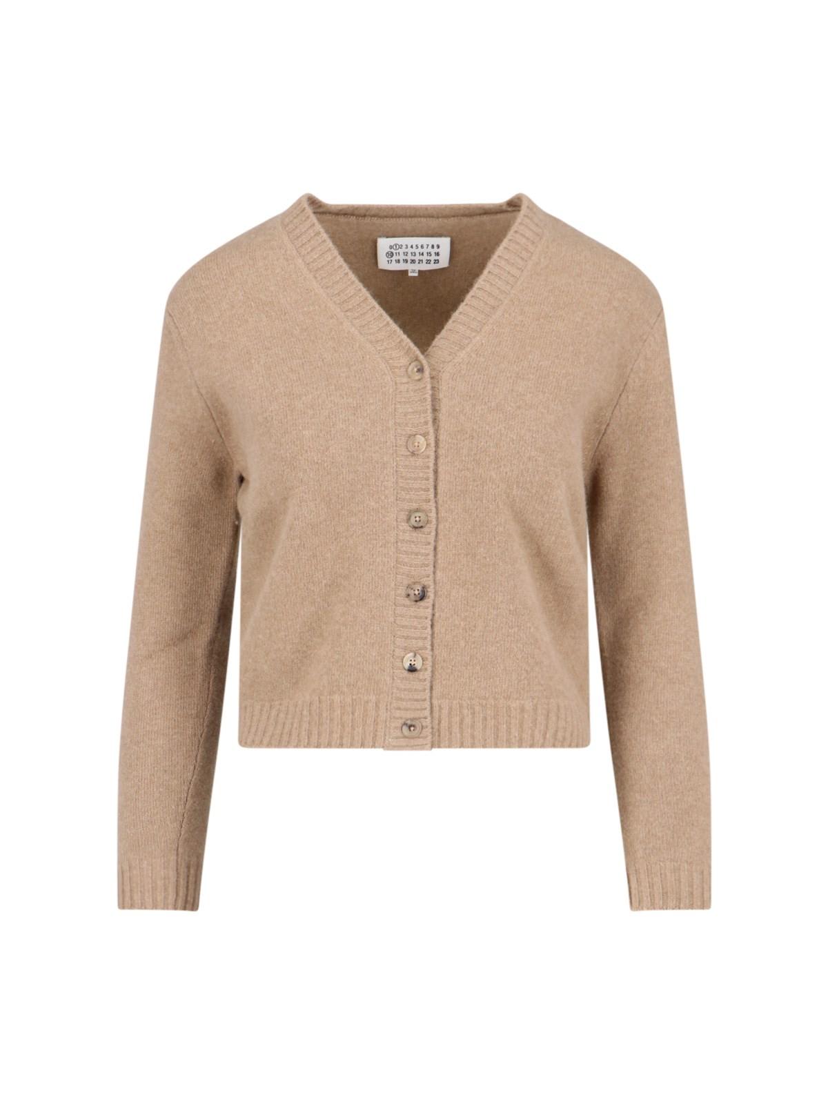 Shop Maison Margiela Wool Cropped Cardigan In Marrone