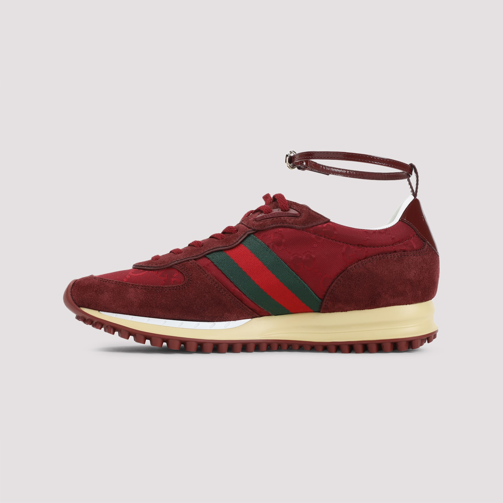 Gucci Vibrant Red Leather Sneakers In Multi