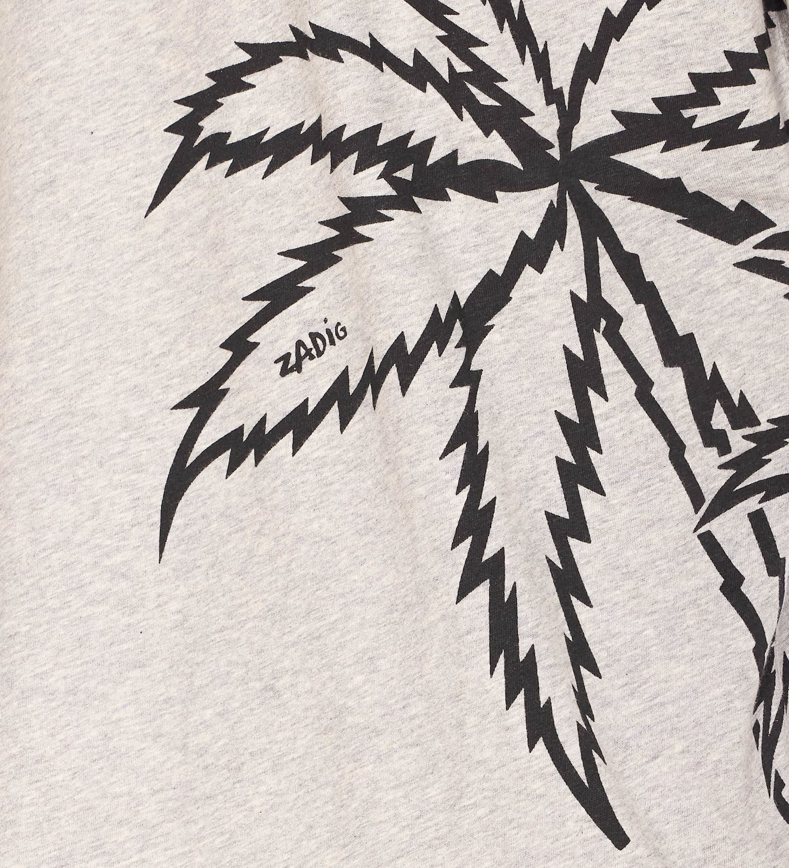 Zadig & Voltaire Palm Print Crew Neck T-shirt In Grey