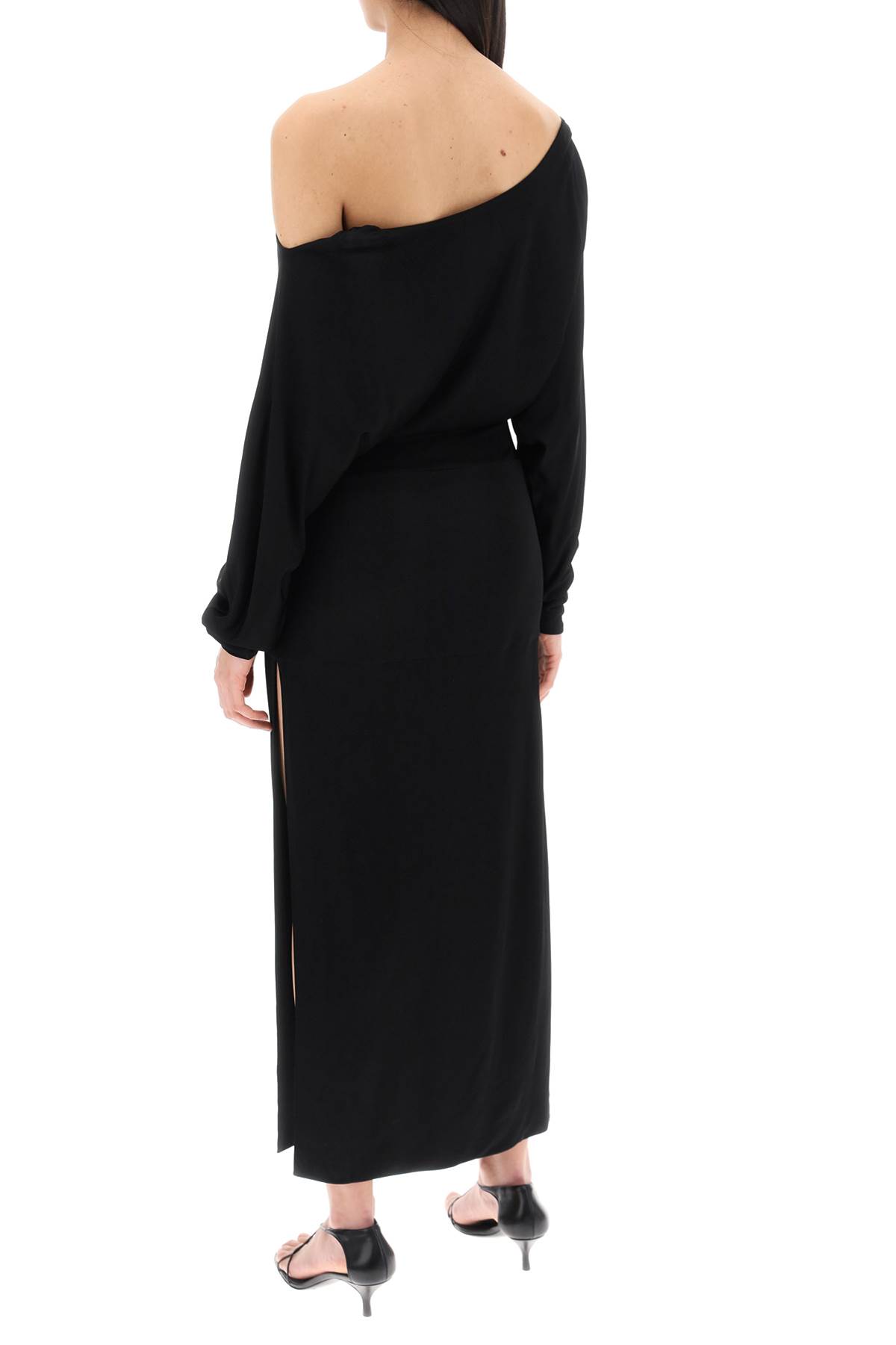 Shop Khaite Off-shoulder Maxi Dress In Black (black)