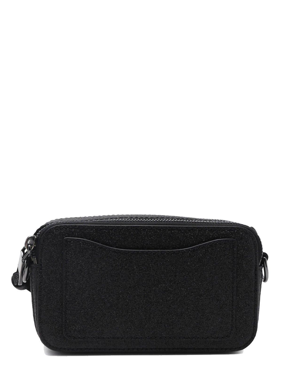 Shop Marc Jacobs Metallic Snapshot Glitter Zipped Crossbody Bag In Black