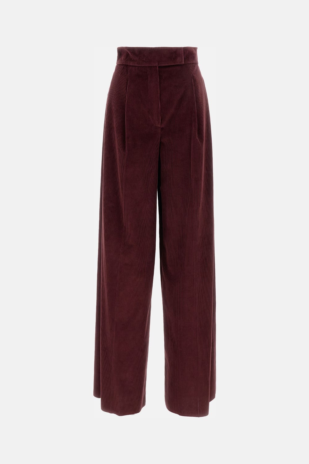 Max Mara Pleated Cotton-corduroy Wide-leg Pants In Red