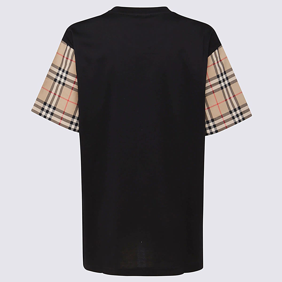 Shop Burberry Black Cotton Carrcick Check T-shirt