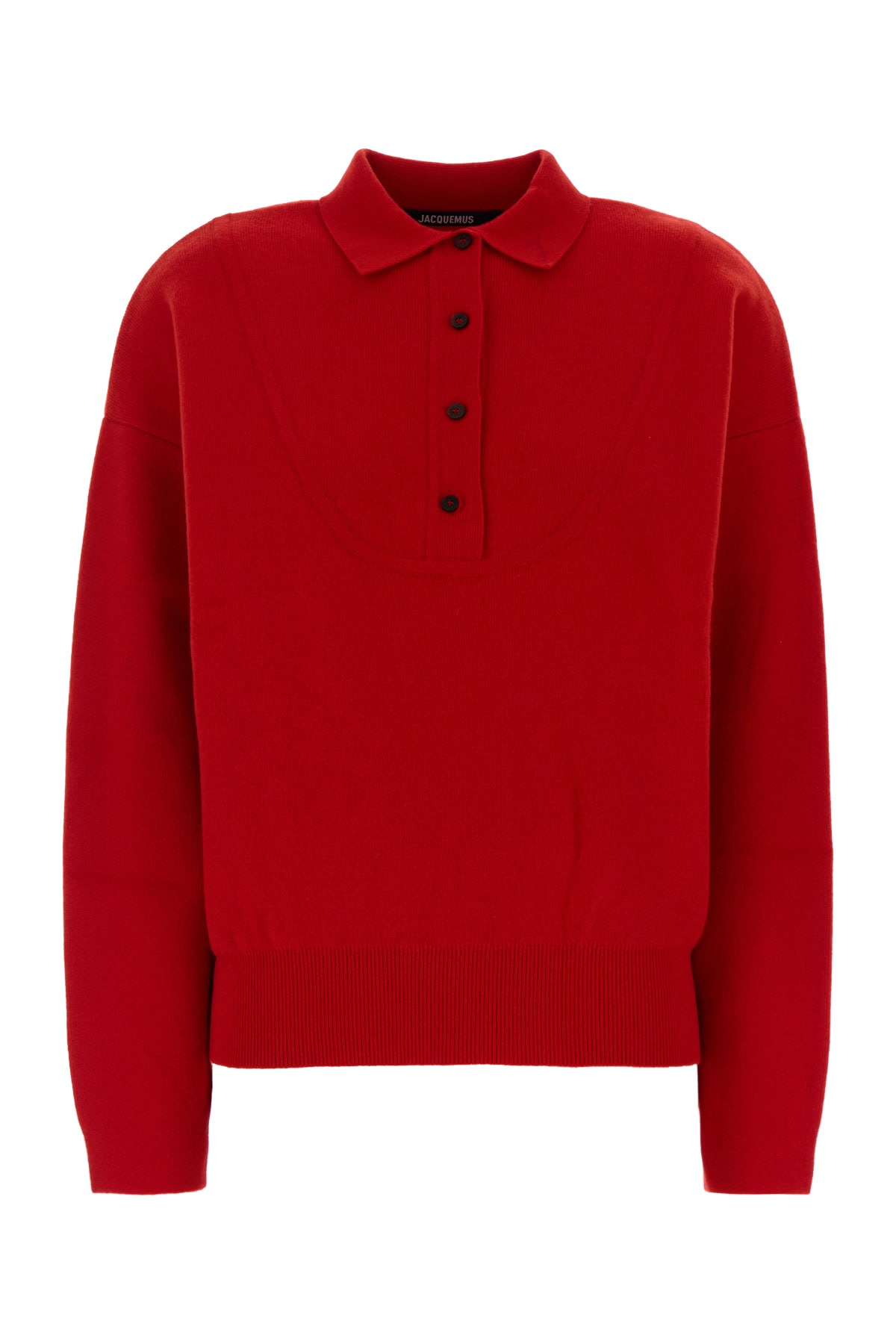 Jacquemus Balloon Wool And Cashmere Polo Sweater In Red