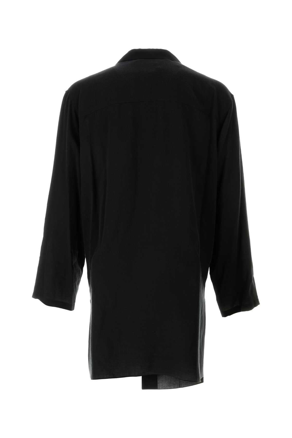 Shop Yohji Yamamoto Black Cellulose Oversize Shirt
