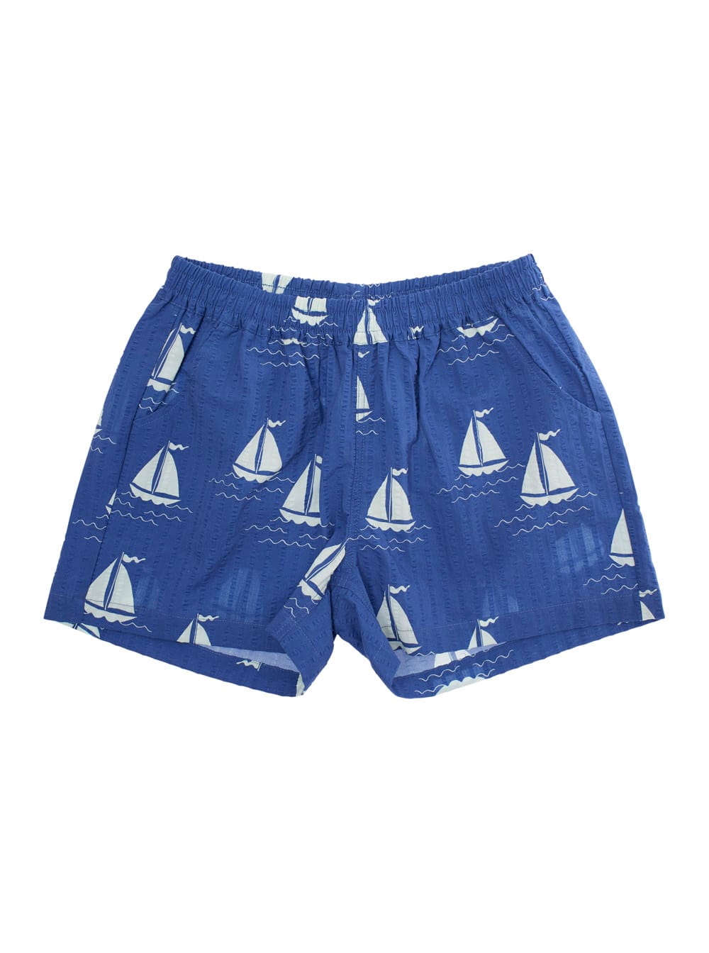 Mini Rodini Blue Shorts For Kids With Sailboats In Blu