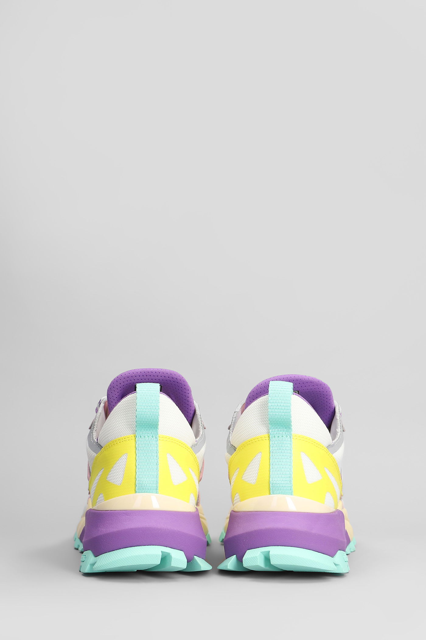 Philippe Model Rocx Low Sneakers In White Leather And Fabric In Purple