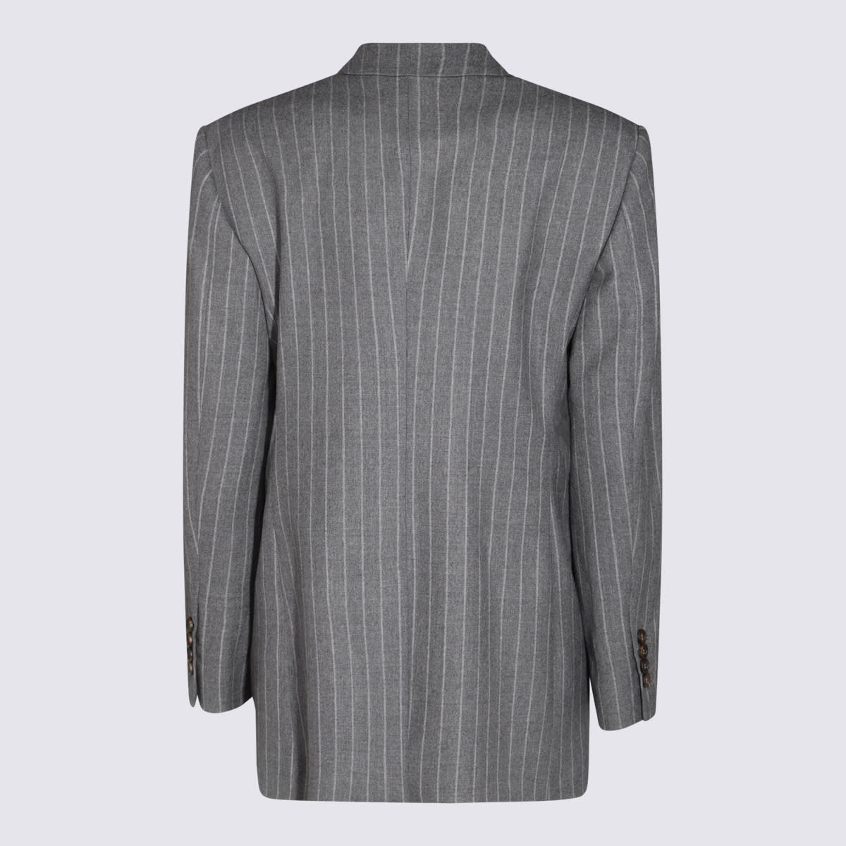 Shop Brunello Cucinelli Grey Wool Blazer In Grey/white