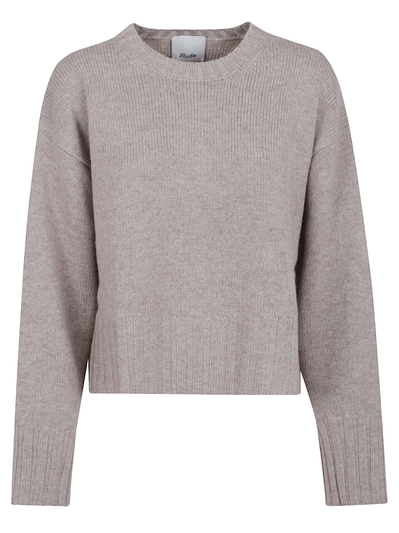 Allude Cropped Knit Sweater With Ribbed Detailing In Gray