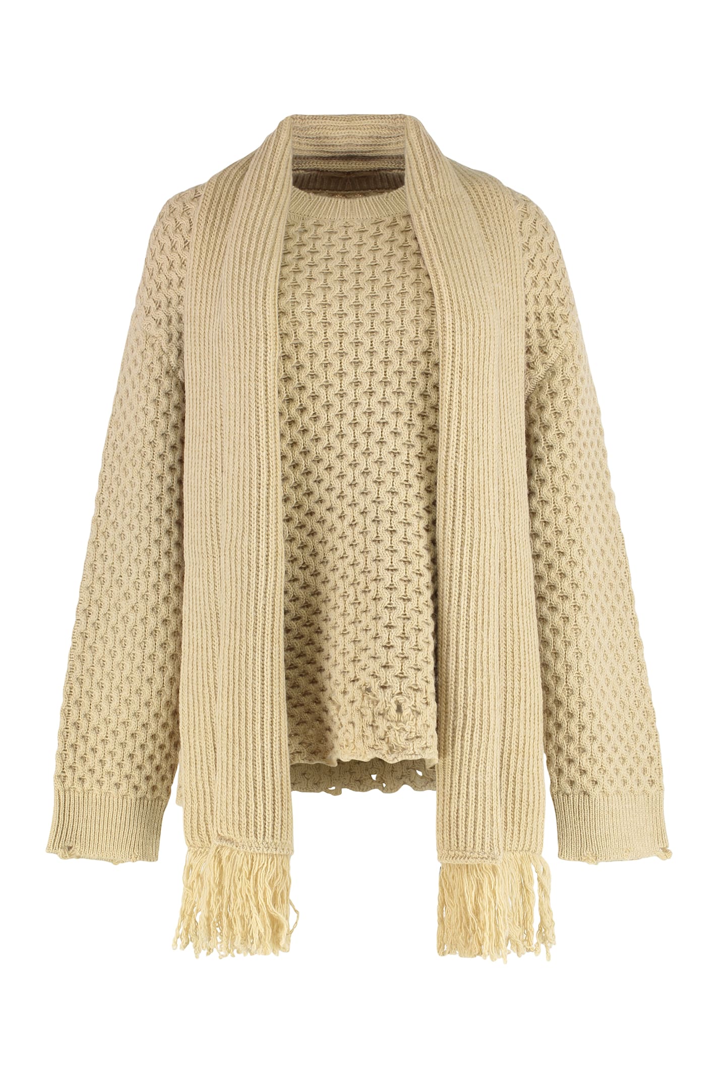 Mm6 Maison Margiela Wool-blend Crew-neck Sweater In Neutral