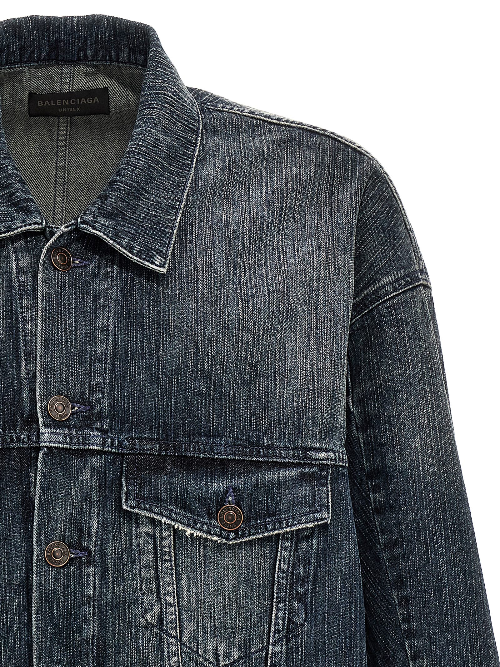 Balenciaga Deconstructed Jacket In Dark Blue In Denim