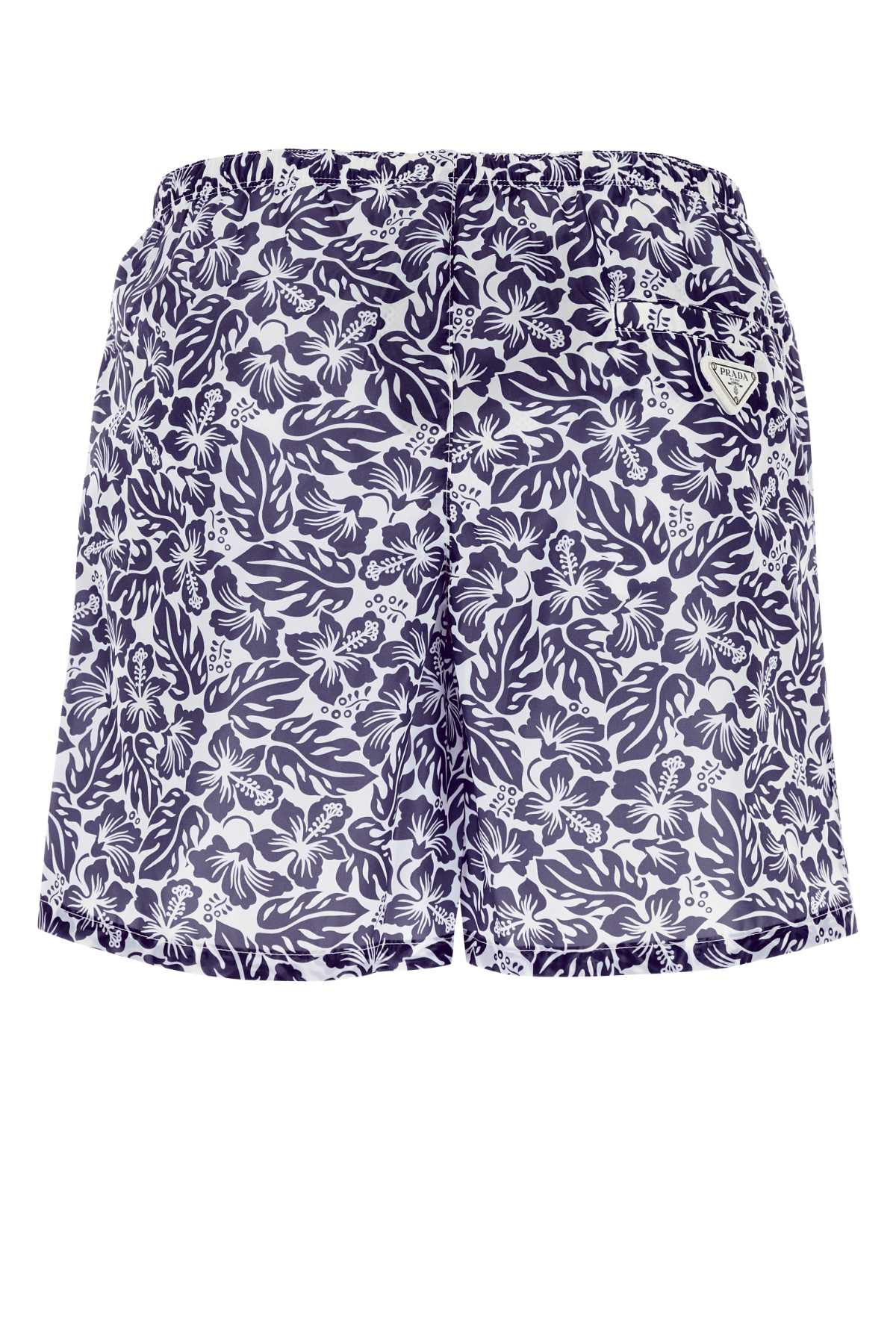 Shop Prada Printed Nylon Swimming Shorts In Bleu