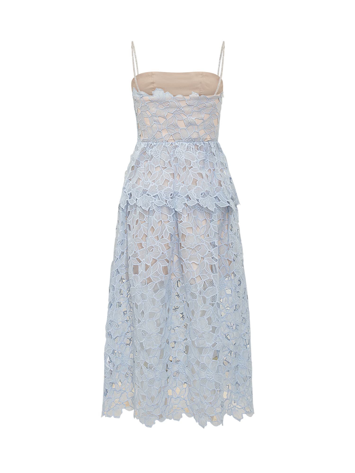 Shop Self-portrait Organza Midi Dress In Blue