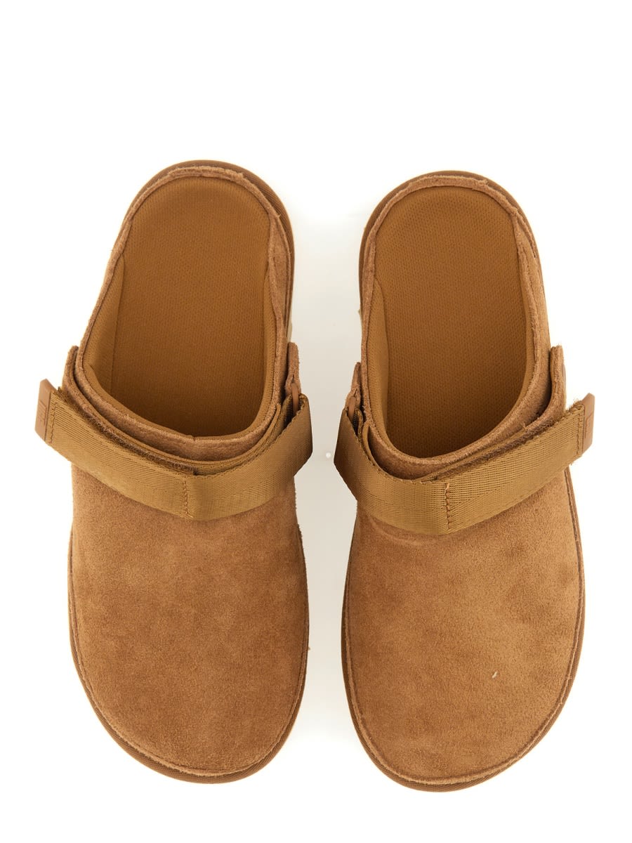 Ugg Goldenstar Suede Flatform Clogs In Brown
