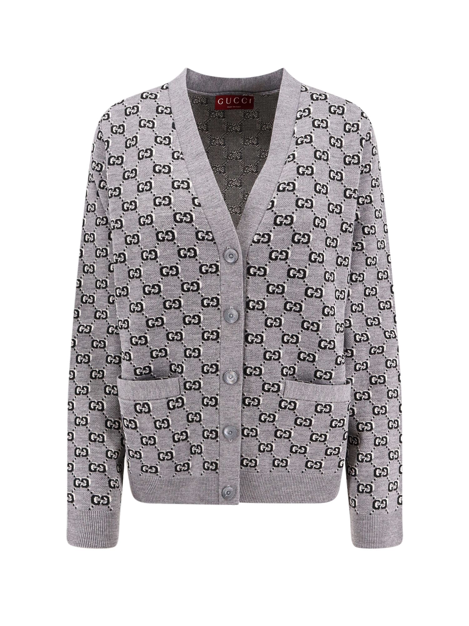 Gucci Wool Blend Cardigan With All-over Gg Motif