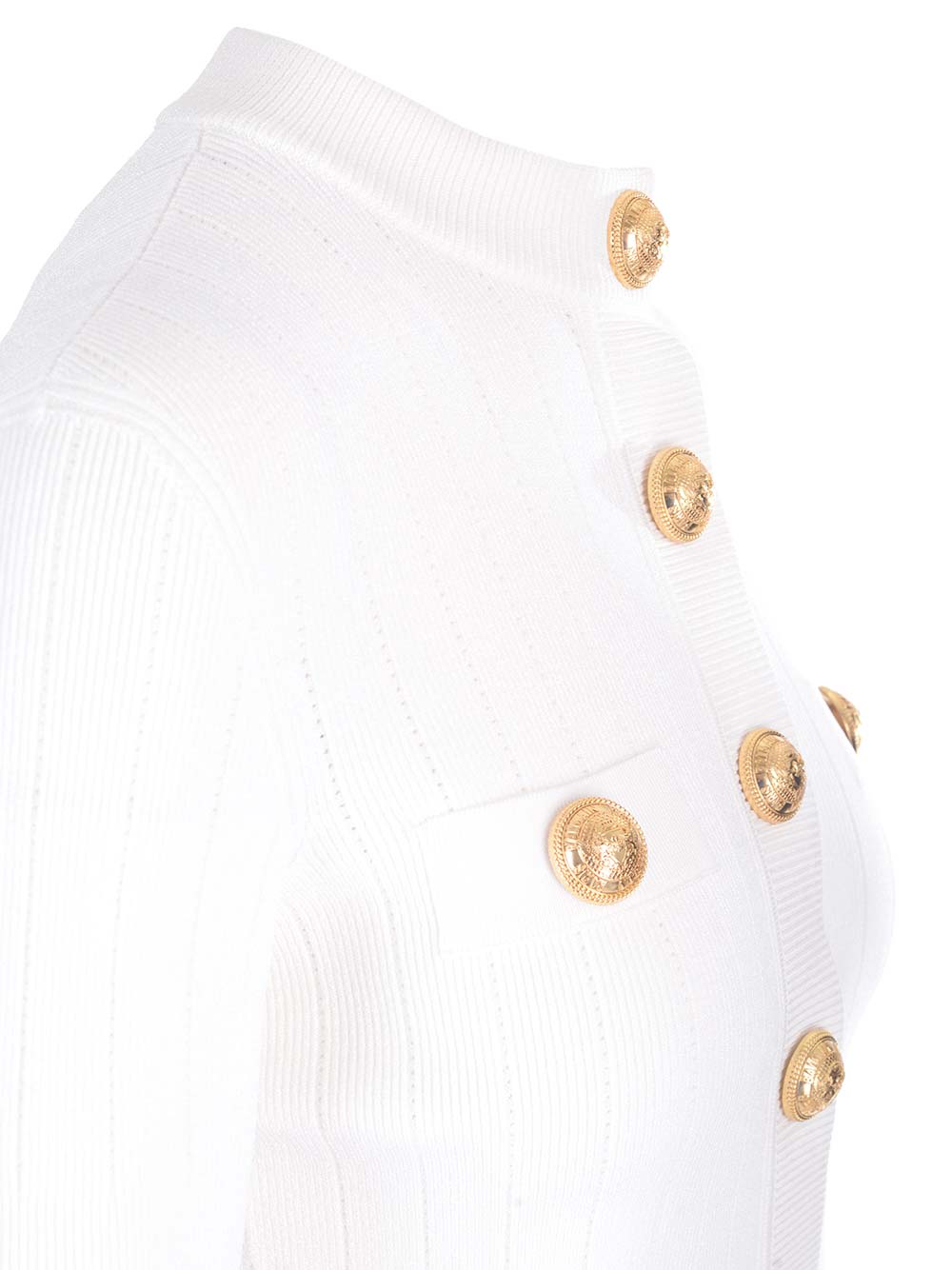 Shop Balmain Compact Knit Cardigan In Bianco