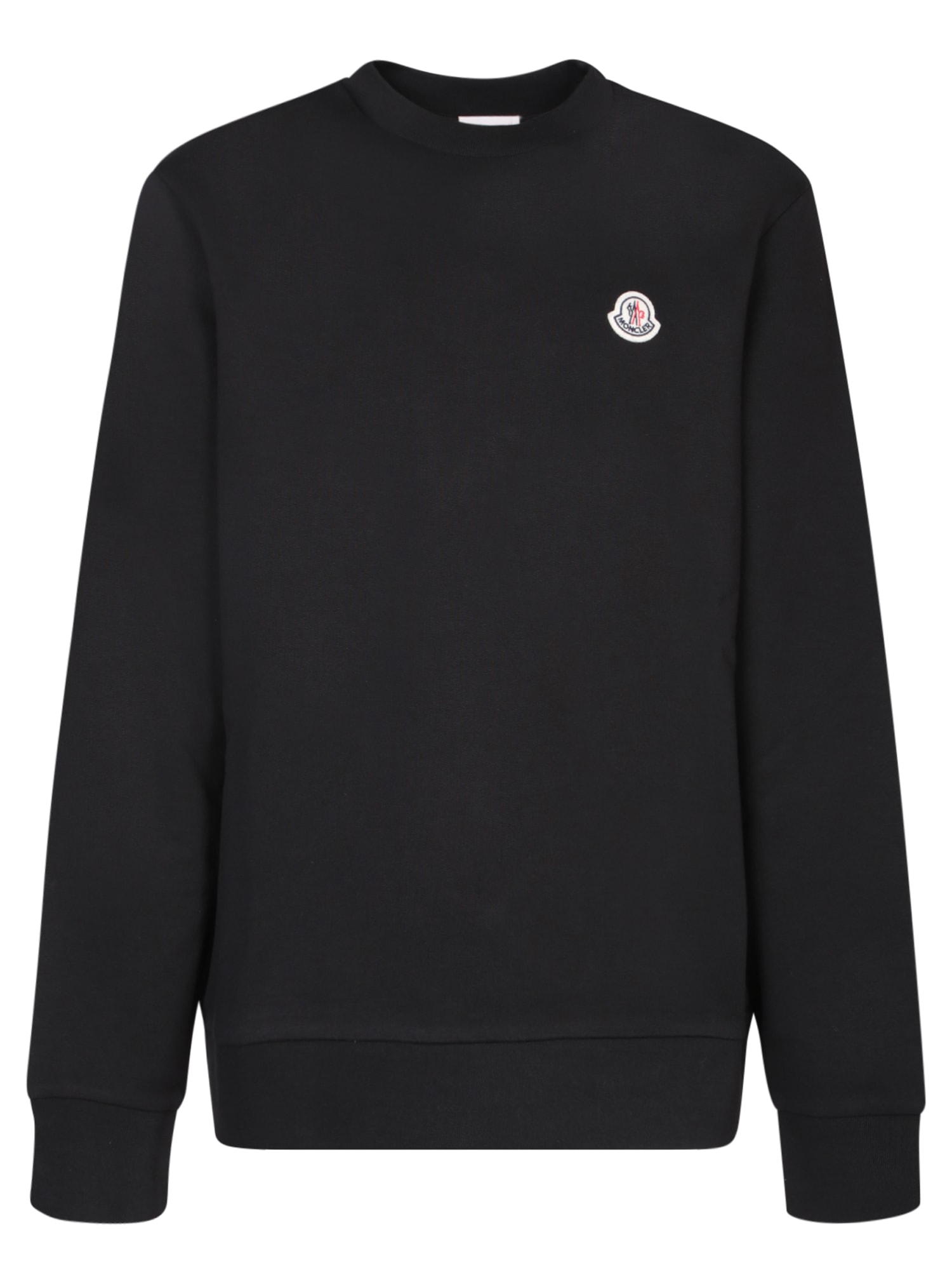 Shop Moncler Logo Patch Black Sweatshirt