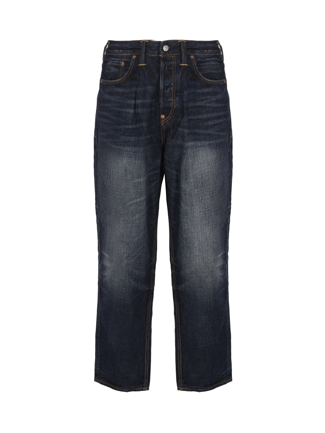 Evisu Cotton Denim Jeans In Dark Wash
