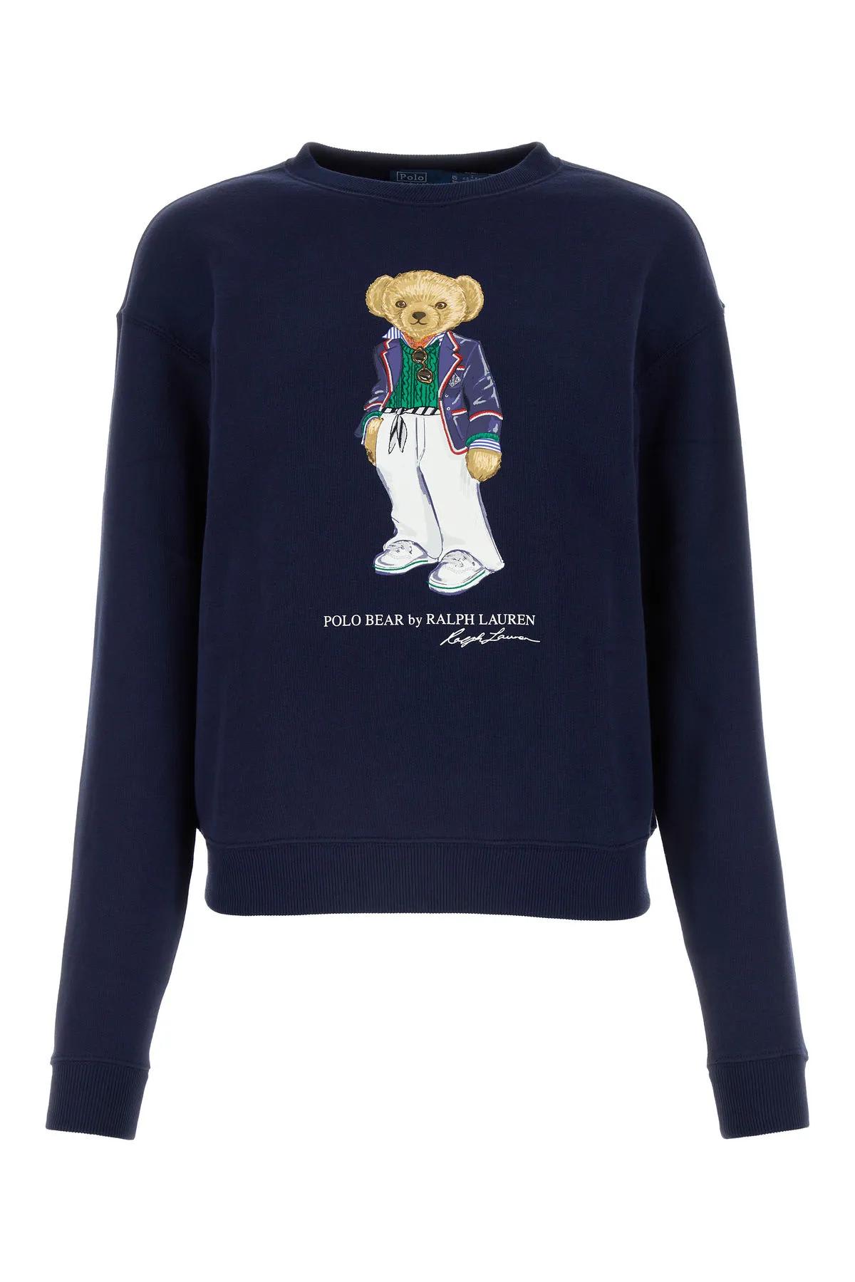 Shop Ralph Lauren Navy Blue Cotton Blend Sweatshirt