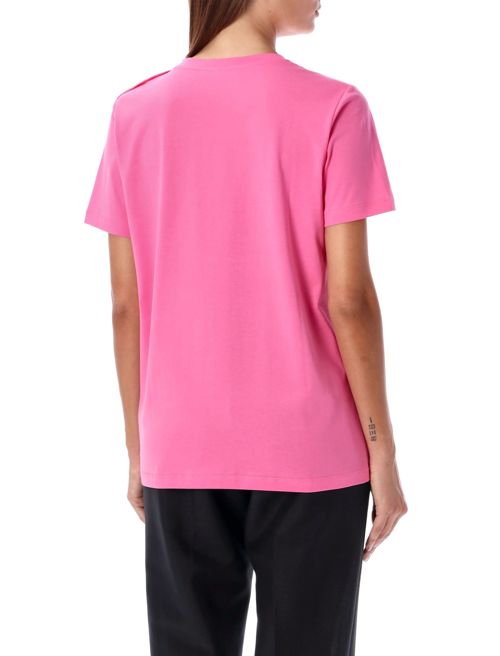 Shop Balmain Flocked Paris T-shirt In Fucsia Rose