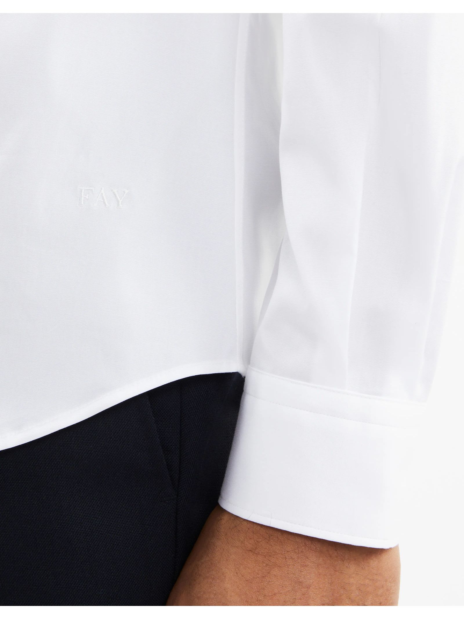 Shop Fay White Stretch-cotton Shirt