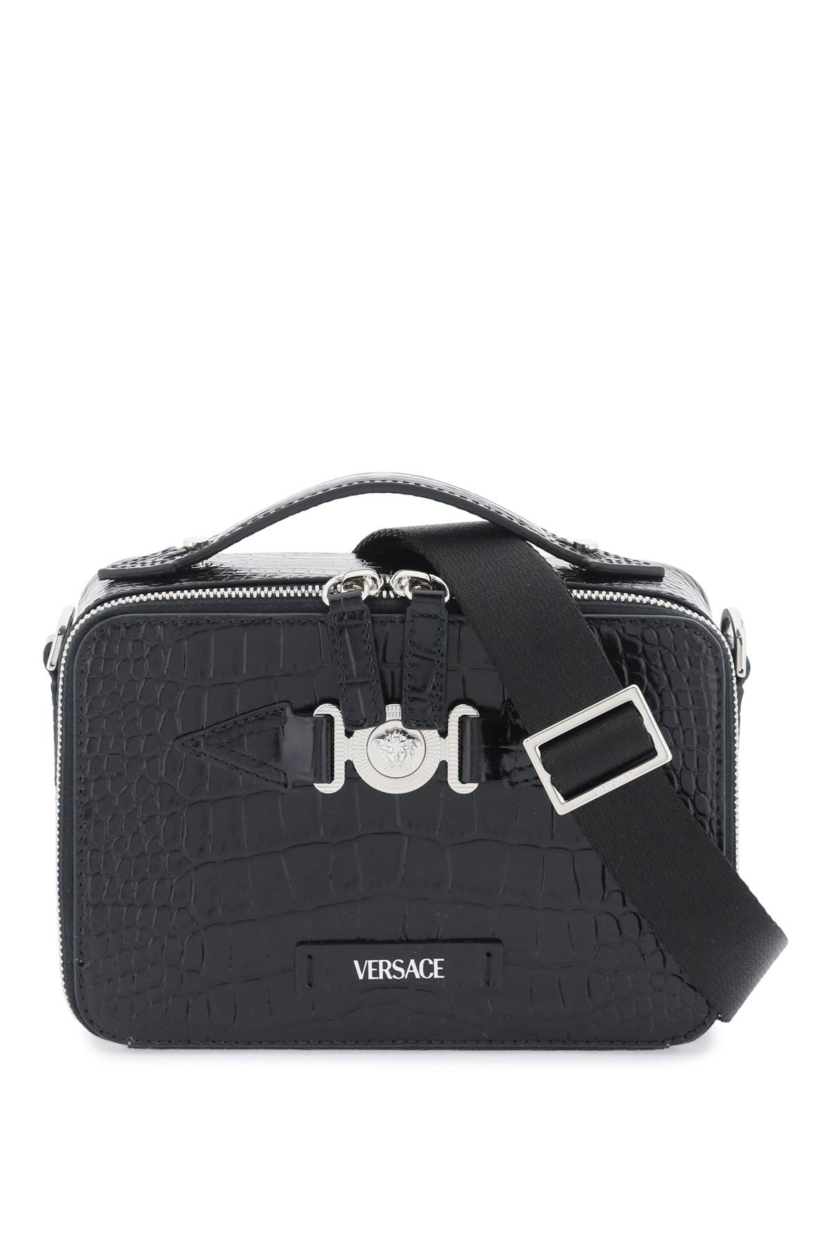 Shop Versace Medusa Biggie Messenger Bag In Black