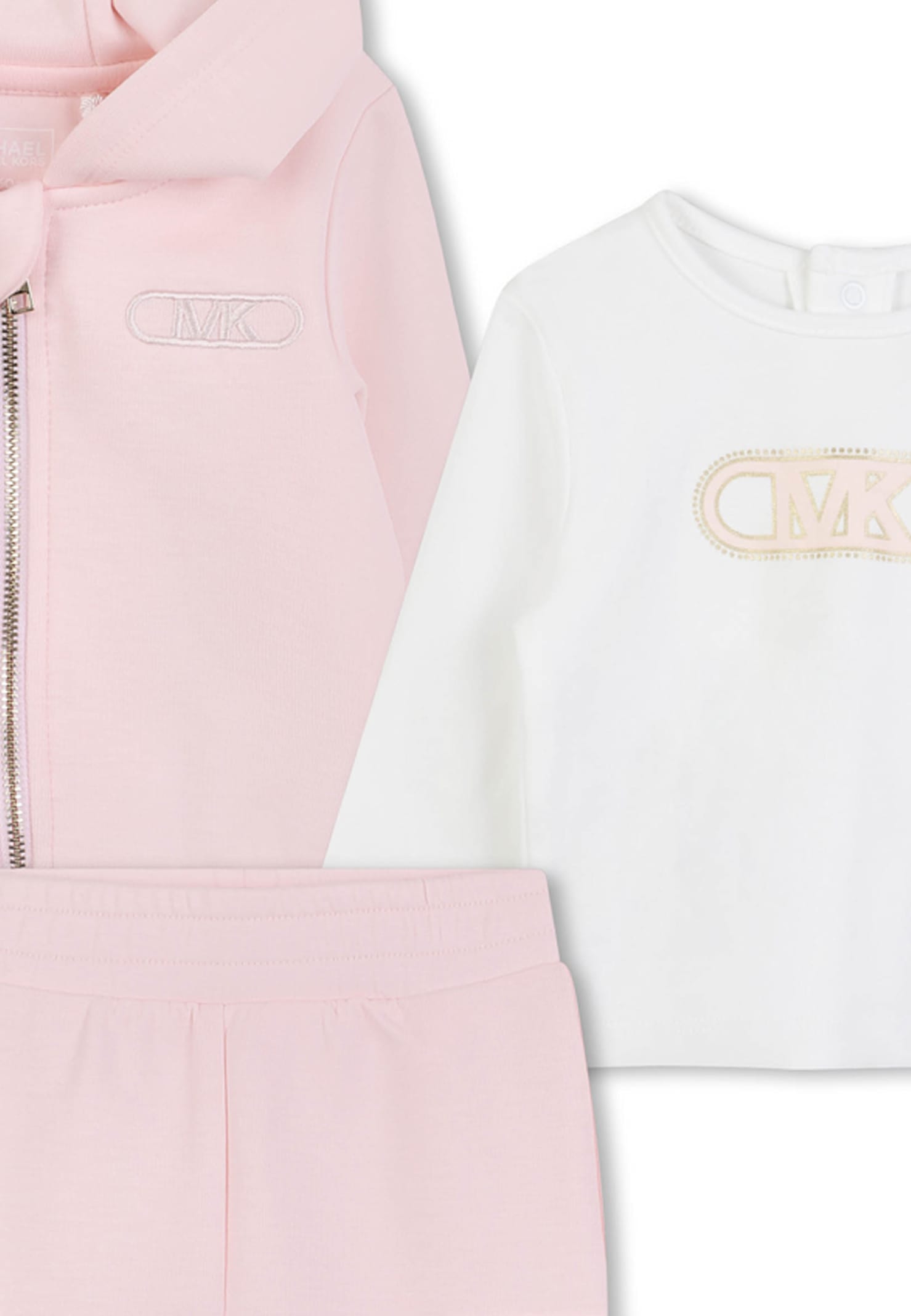 Michael Kors Pink Suit For Baby Girl With Logo In Pink