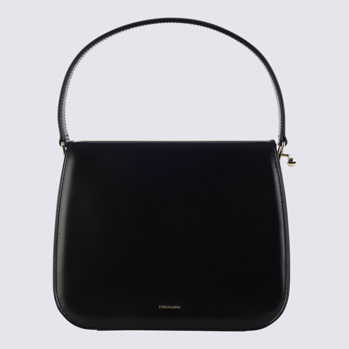 Shop Ferragamo Black Leather New Frame Shoulder Bag
