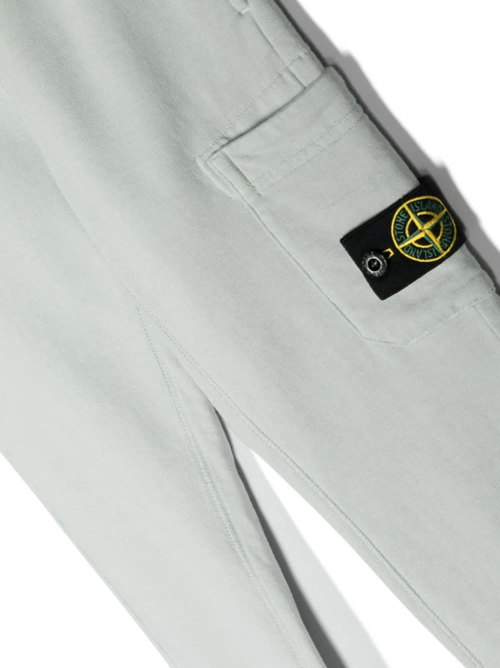 Shop Stone Island Junior Pearl Grey Joggers With Logo Patch