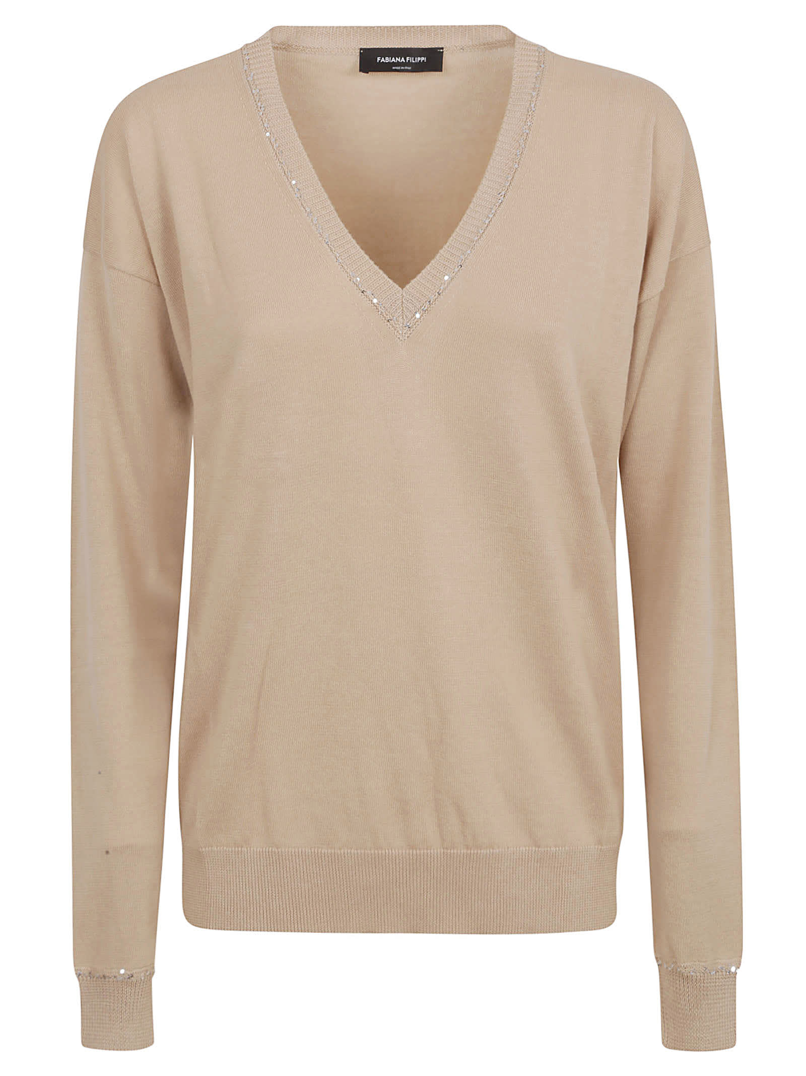 Shop Fabiana Filippi V-neck Sweatshirt In Brown