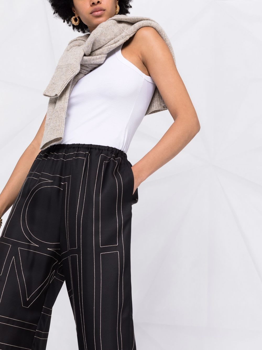 Totême Toteme Silk Pajama Trousers In Black