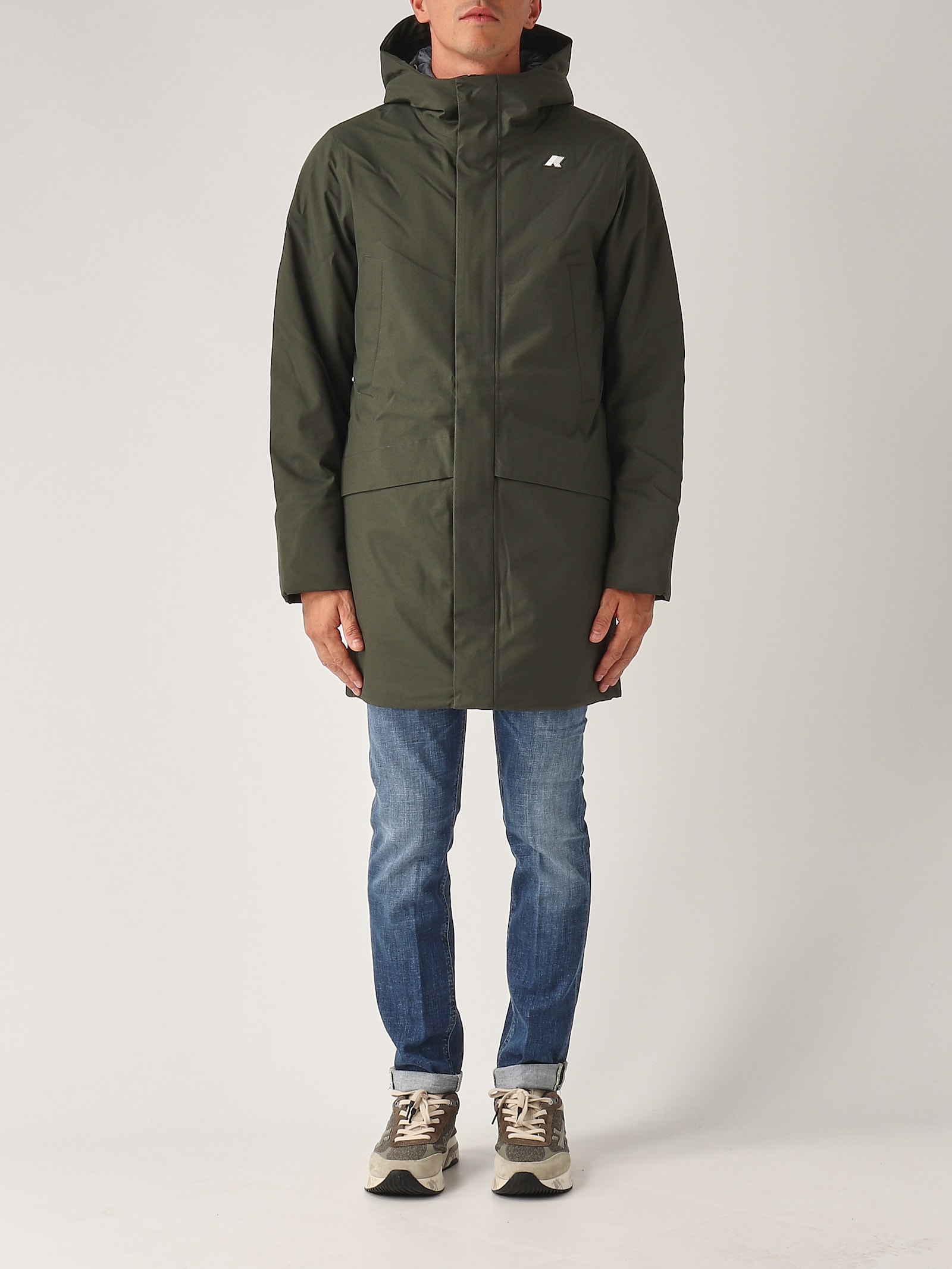 Shop K-way Jarno Twill Marmotta Jacket In Militare