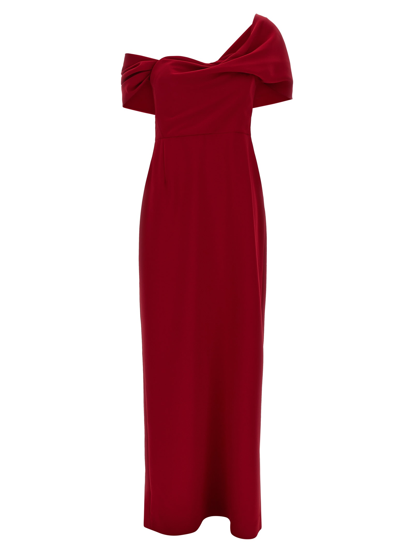 Carolina Herrera Off-shoulder Floor-length Draped Dress In Red