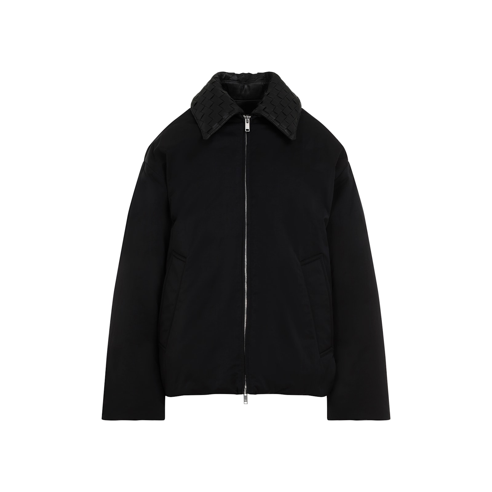 Shop Bottega Veneta Tech Nylon Puffer Jacket In Black