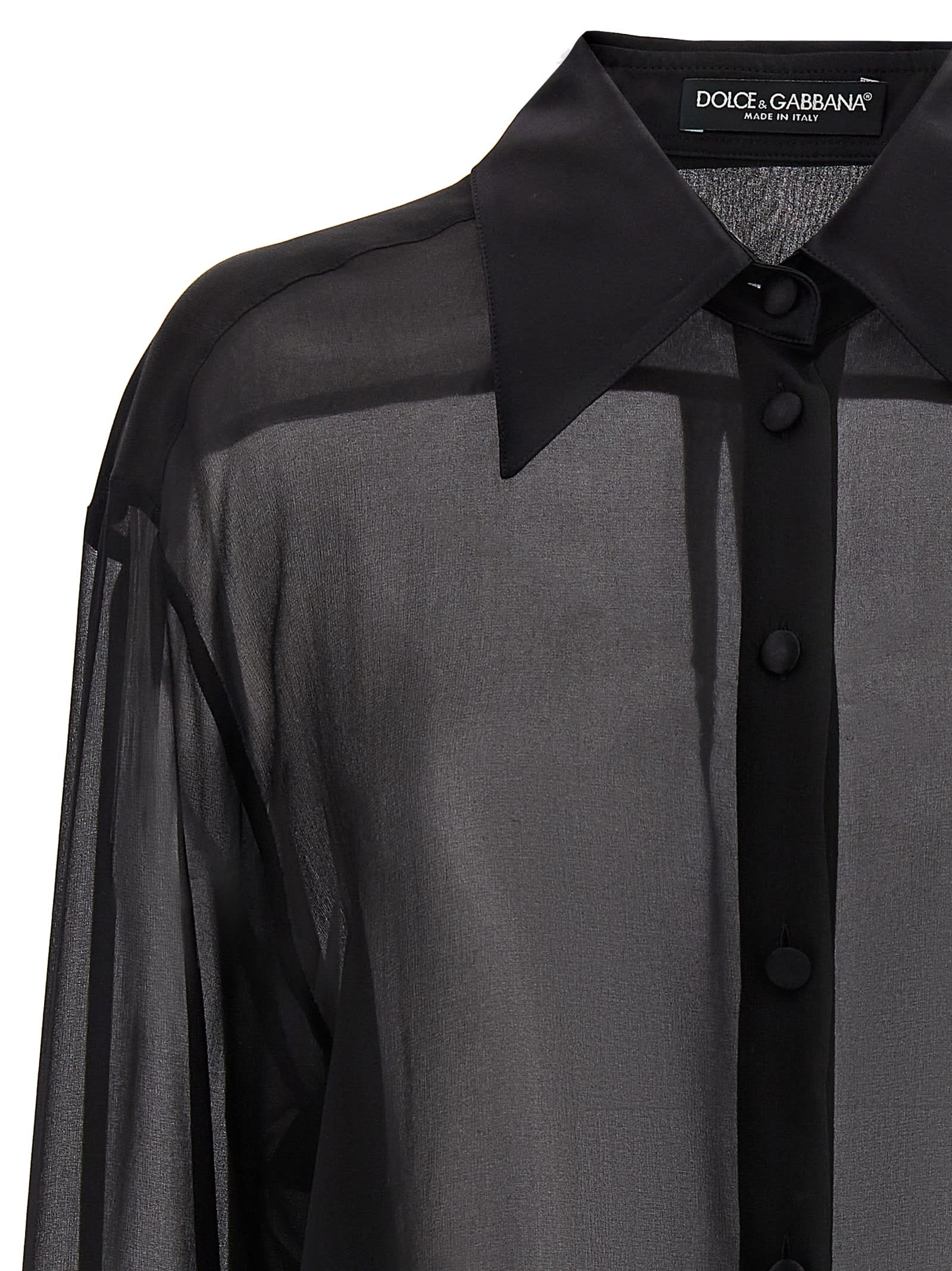 Shop Dolce & Gabbana Chiffon Shirt In Black