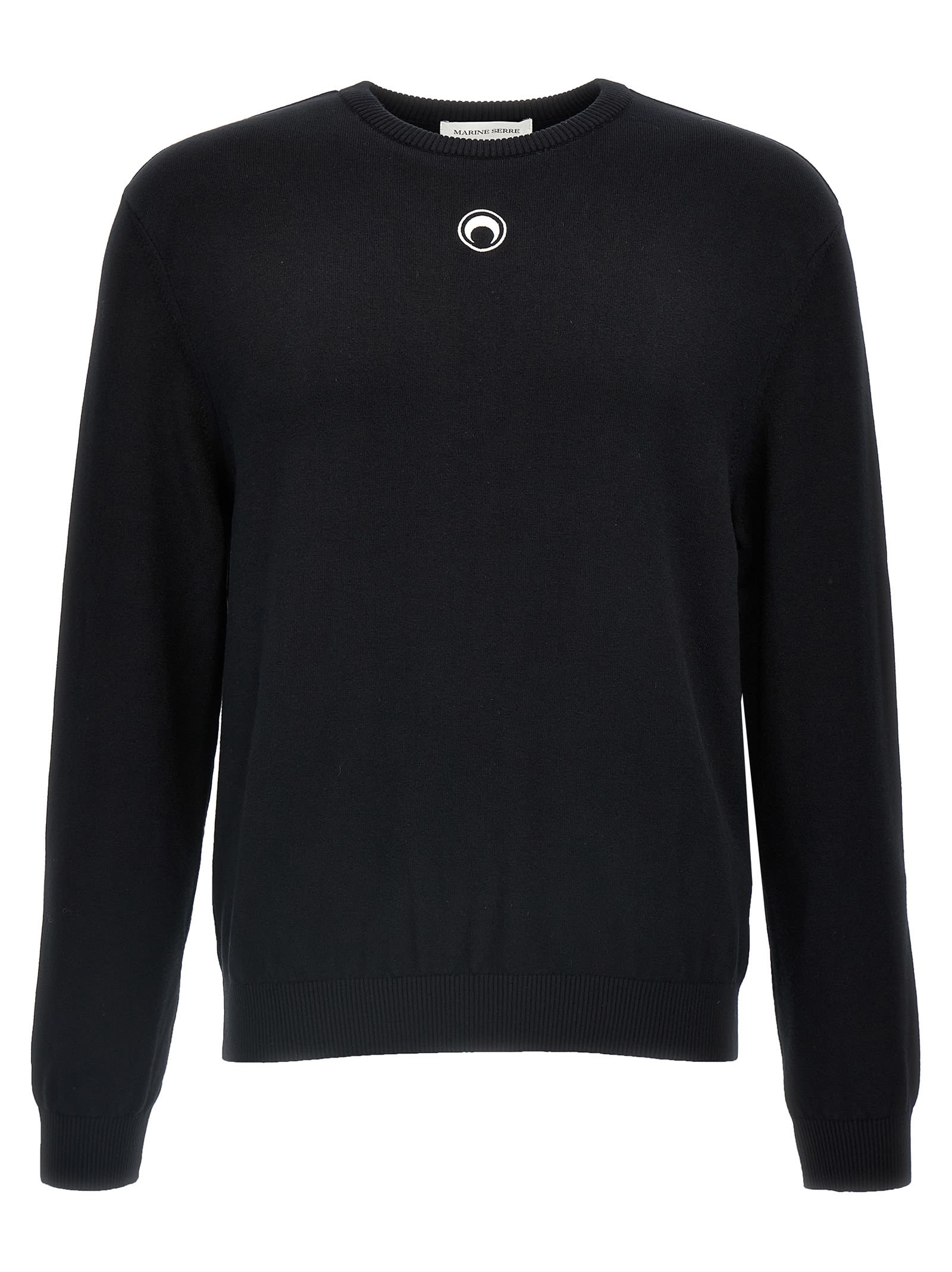 Marine Serre 'lune Logo' Crew Neck Sweater In Black