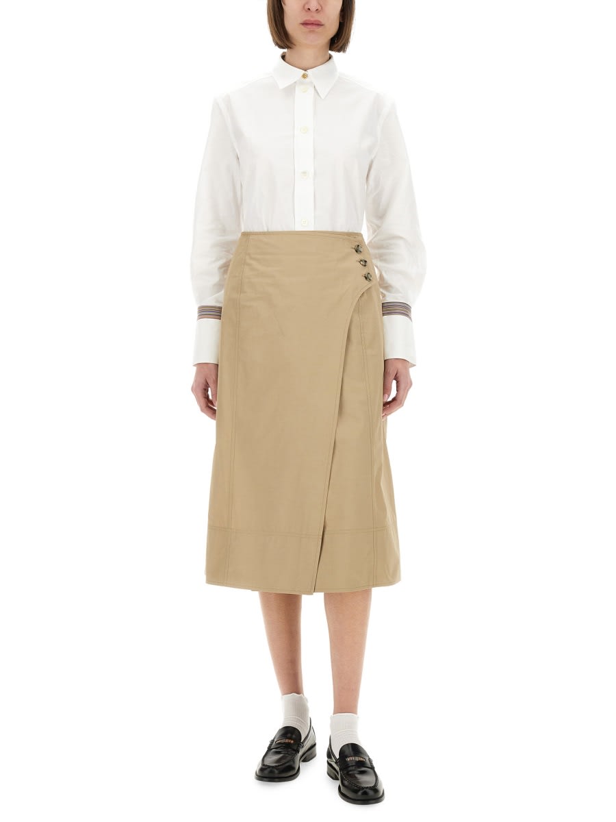 Shop Paul Smith Cotton Skirt In Beige