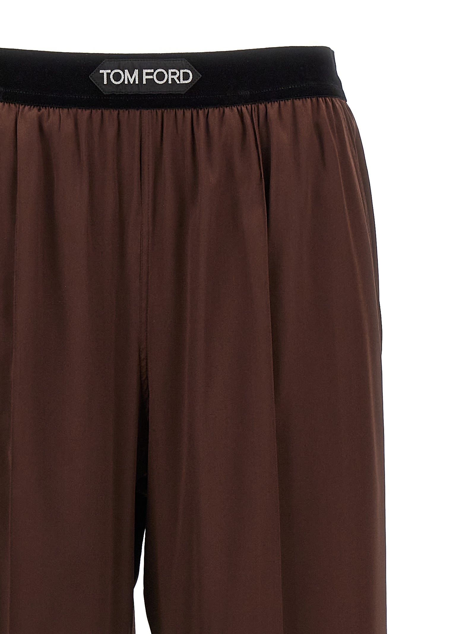 Shop Tom Ford Seta Stretch Trousers In Brown