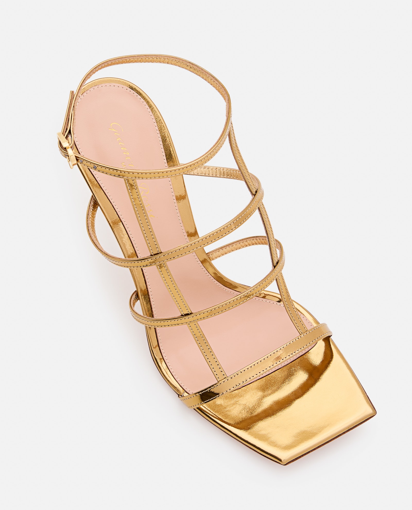 Shop Gianvito Rossi Letal Leather Heel Sandals In Golden