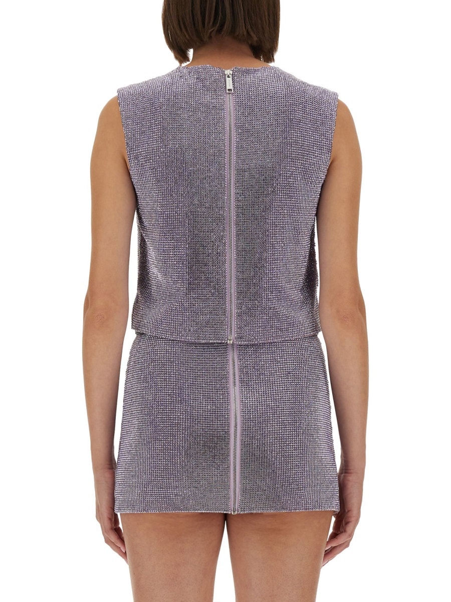 Self-portrait Self Portrait Metal Mesh Top In Purple